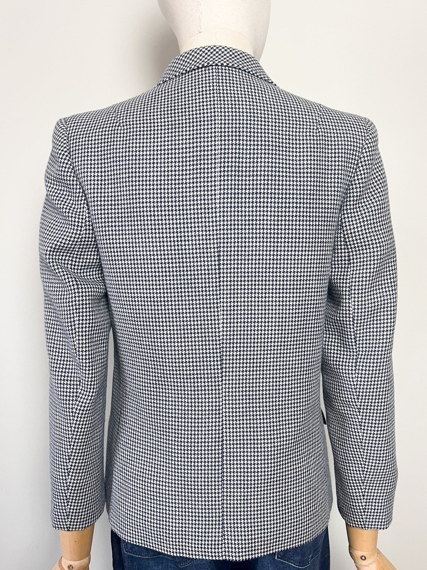 Veste Vintage Médial Weill T 38 - Pied-de-Poule Marine/Crème - Laine - Made in France