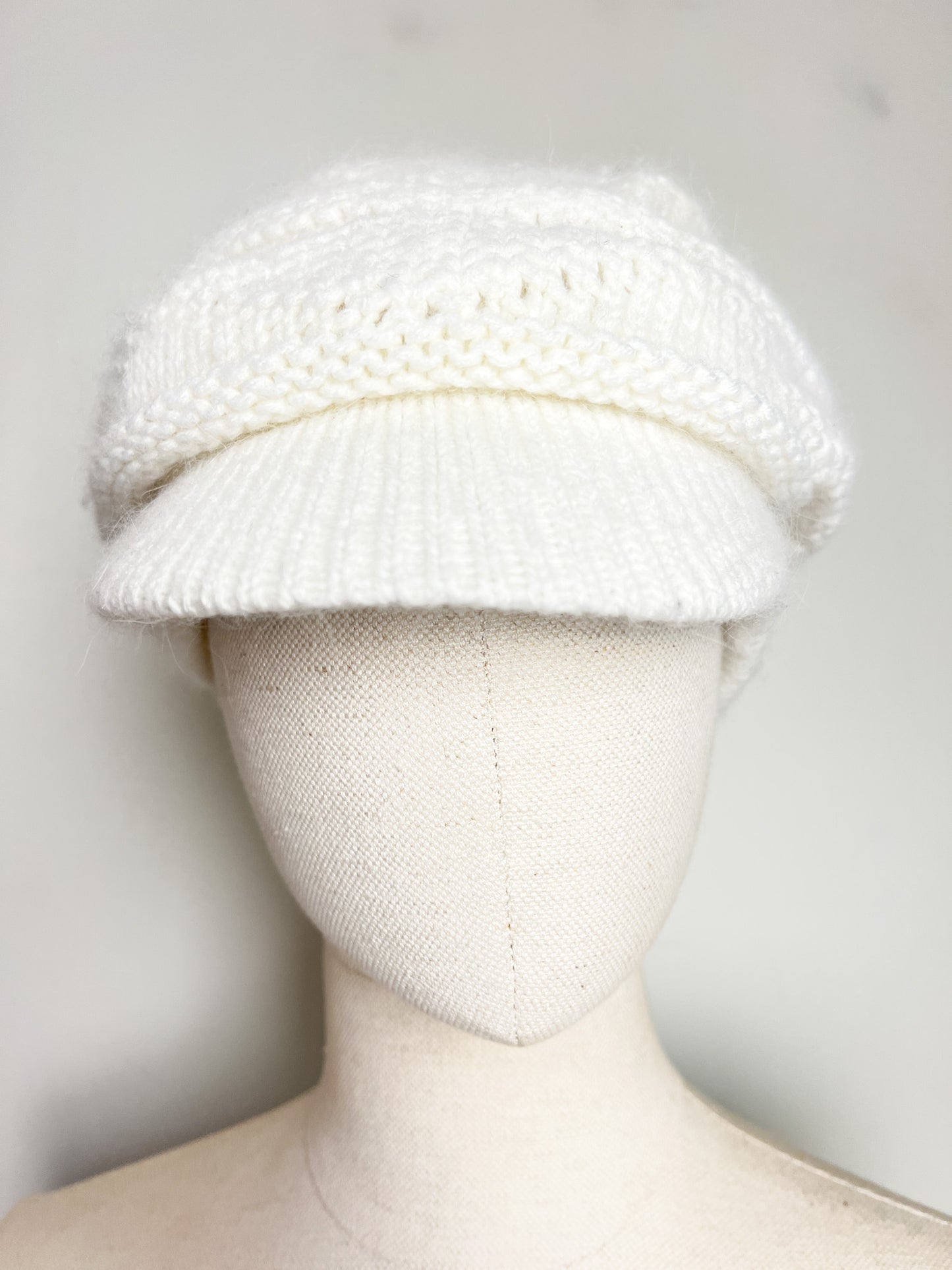 Bonnet Visière - Angora et Laine Crème - Casquette Hiver Douce