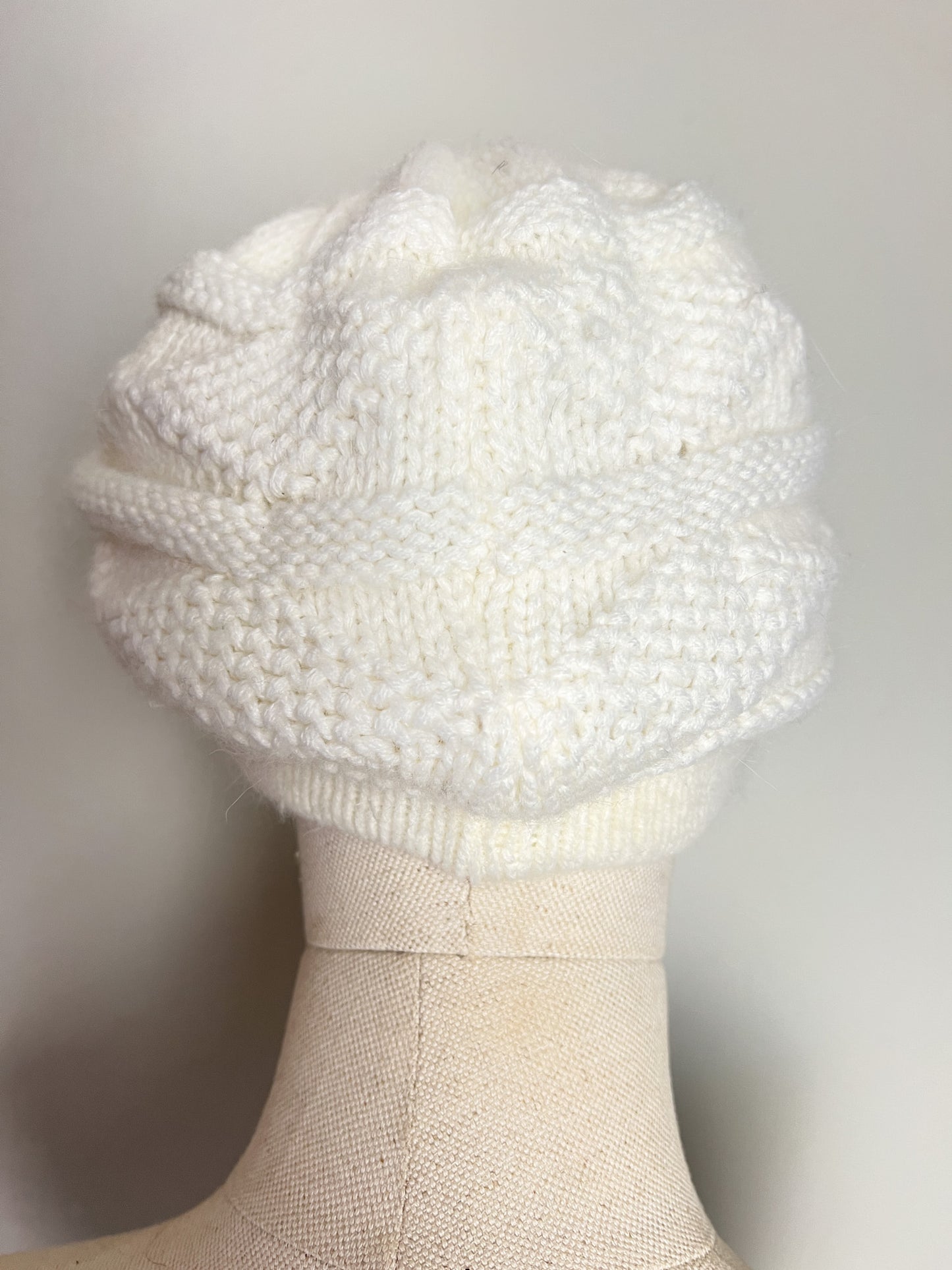 Bonnet Visière - Angora et Laine Crème - Casquette Hiver Douce