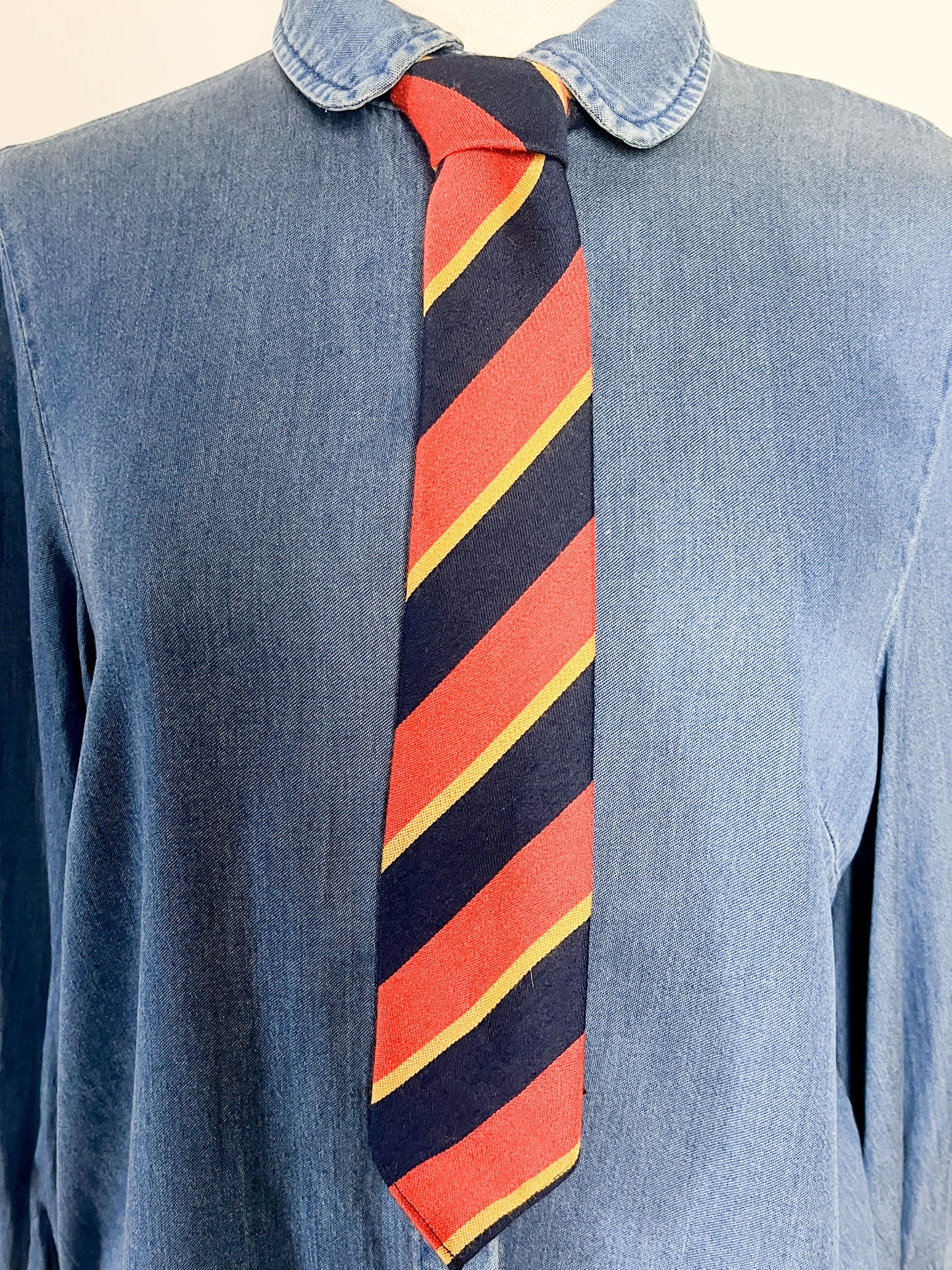 Cravate Vintage Slim Vintage années 70 80- Rayures - Orange Brique/Moutarde/Marine – Unisexe