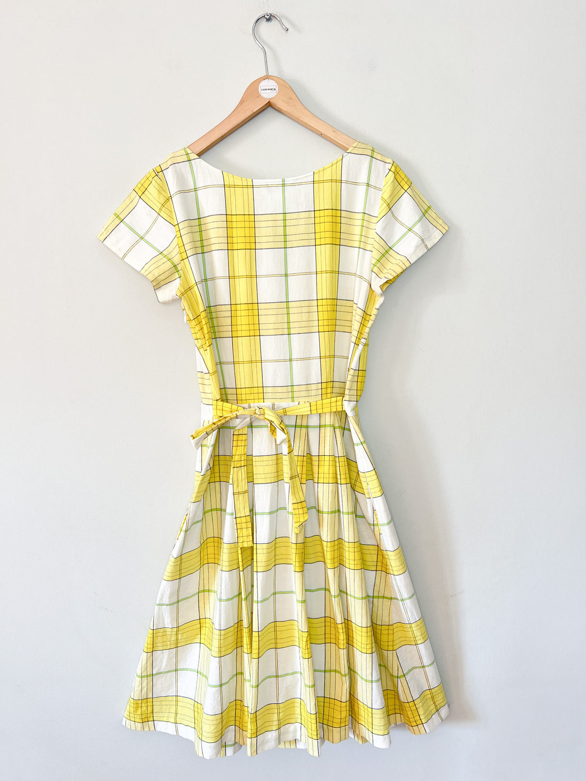 Robe vintage Années 90 Agnès b. en coton - Imprimé carreaux & broderies - Taille 38