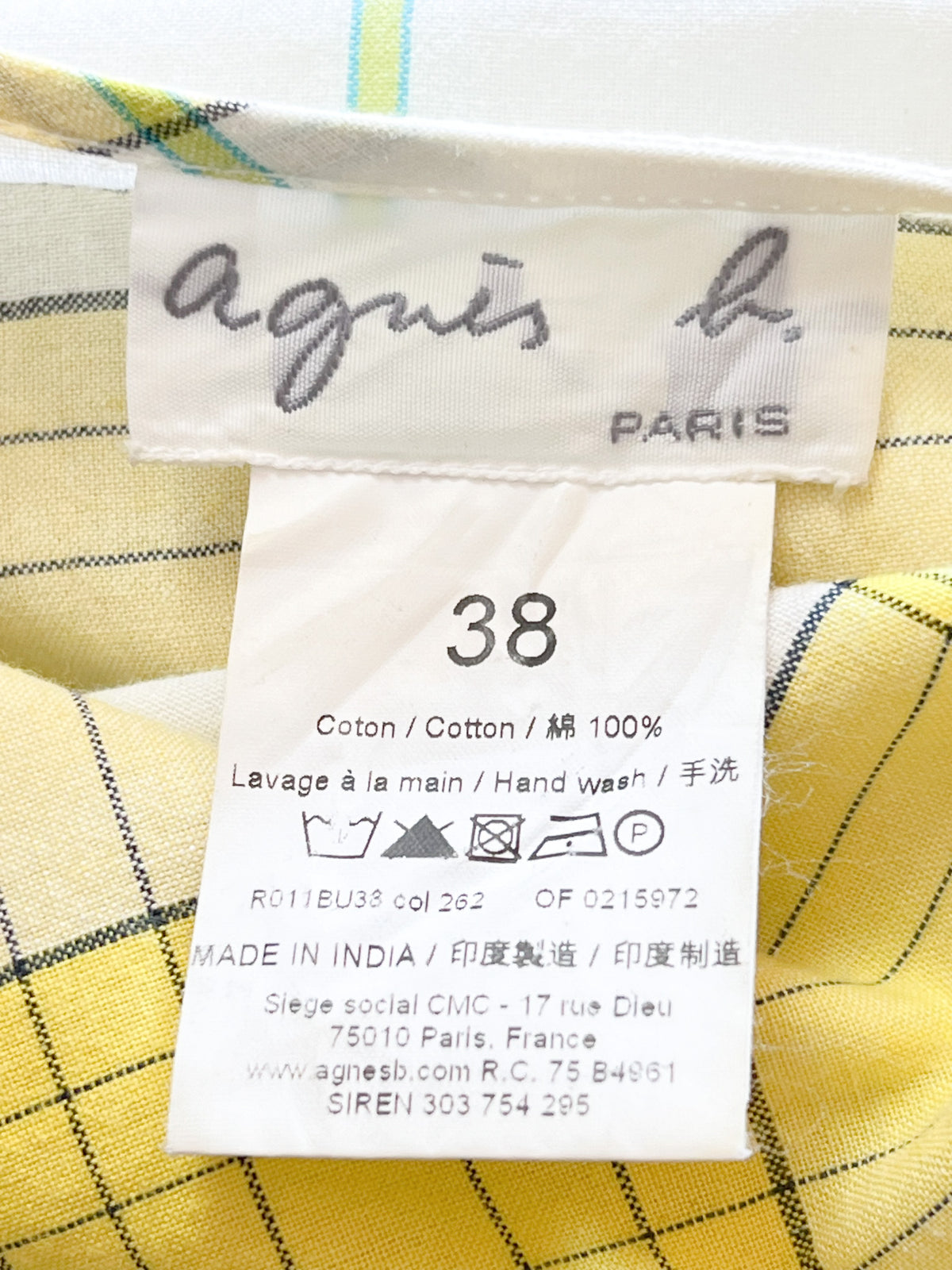 Robe vintage Années 90 Agnès b. en coton - Imprimé carreaux & broderies - Taille 38