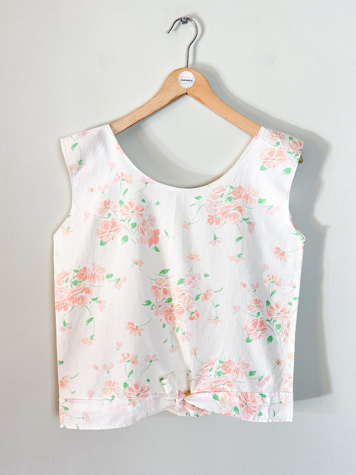 Débardeur Blouse sans manches vintage années 90 fleurs pastel - T38/40