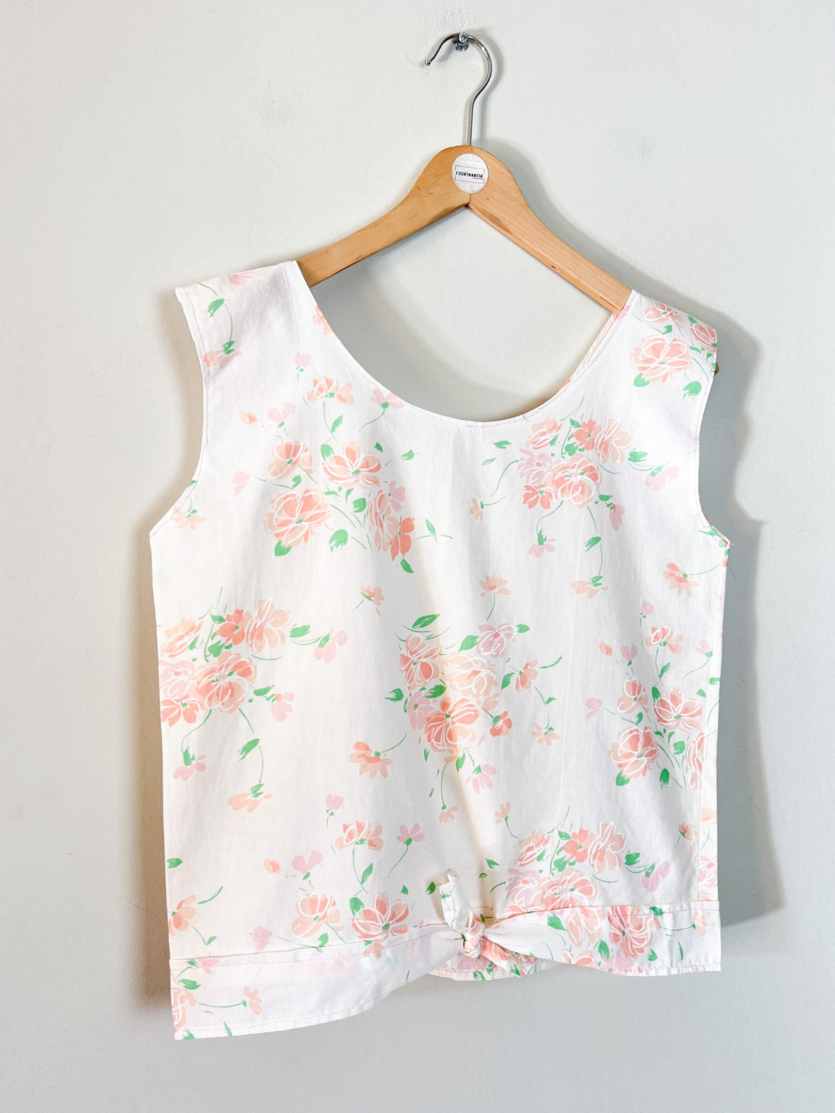 Débardeur Blouse sans manches vintage années 90 fleurs pastel - T38/40