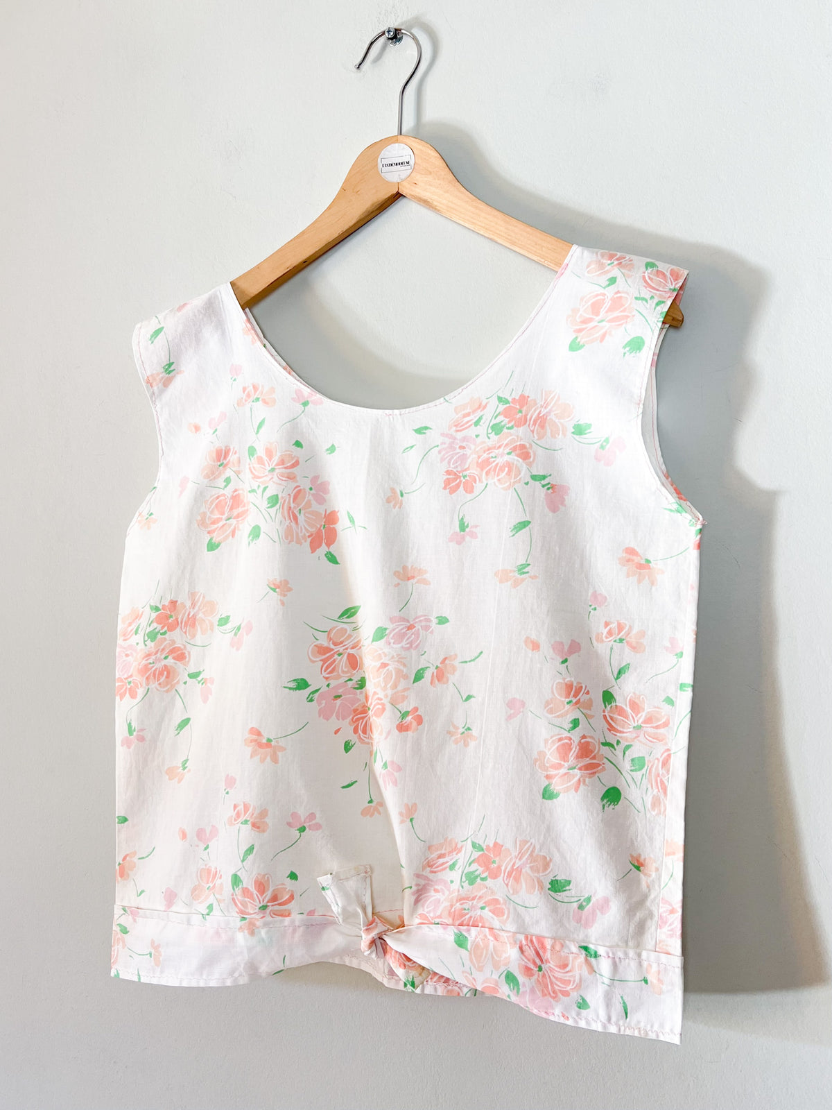 Débardeur Blouse sans manches vintage années 90 fleurs pastel - T38/40