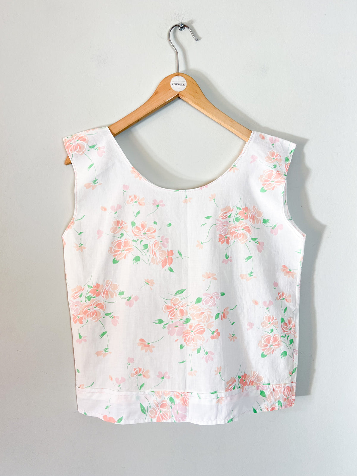 Débardeur Blouse sans manches vintage années 90 fleurs pastel - T38/40