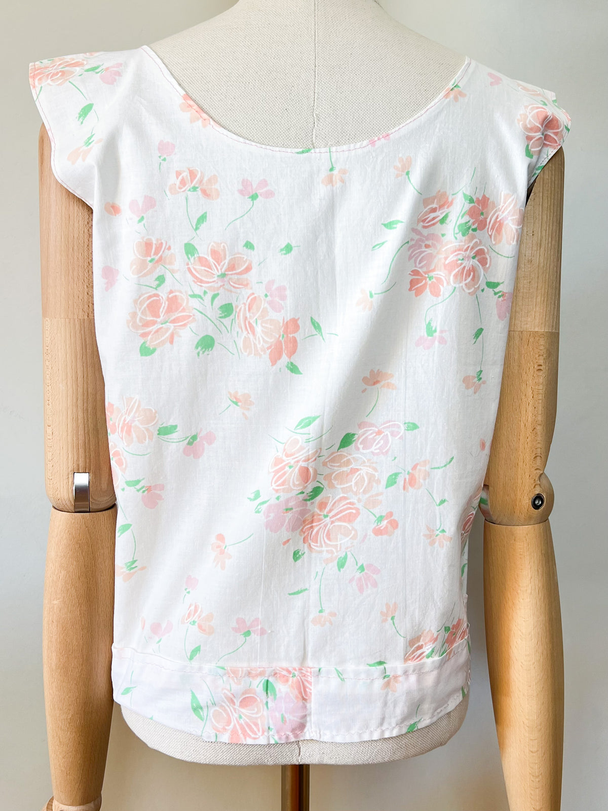 Débardeur Blouse sans manches vintage années 90 fleurs pastel - T38/40