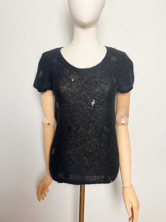 Pull Des Petits Hauts en Kid Mohair et Sequins - Noir - T. 38