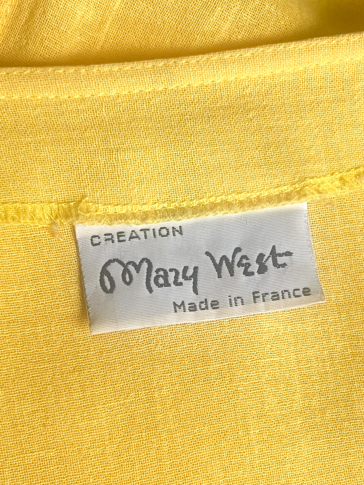 Robe vintage Années 80 - Jaune lumineux - 100% Coton Suisse - Mary West – T42/44