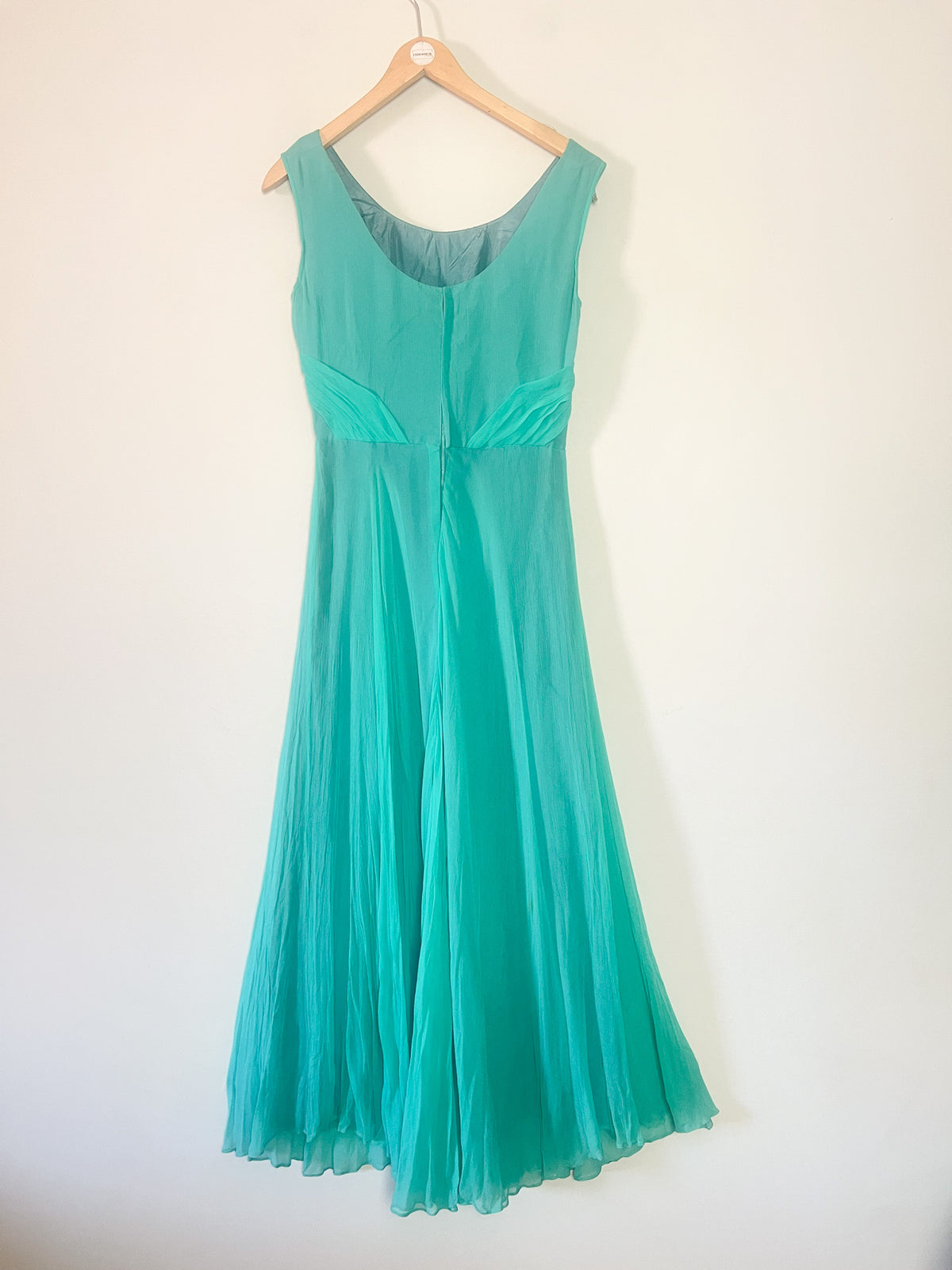 Robe Longue de Soirée Vintage Années 60 Émeraude/Turquoise – Elizabeth Edinburgh – T34/36