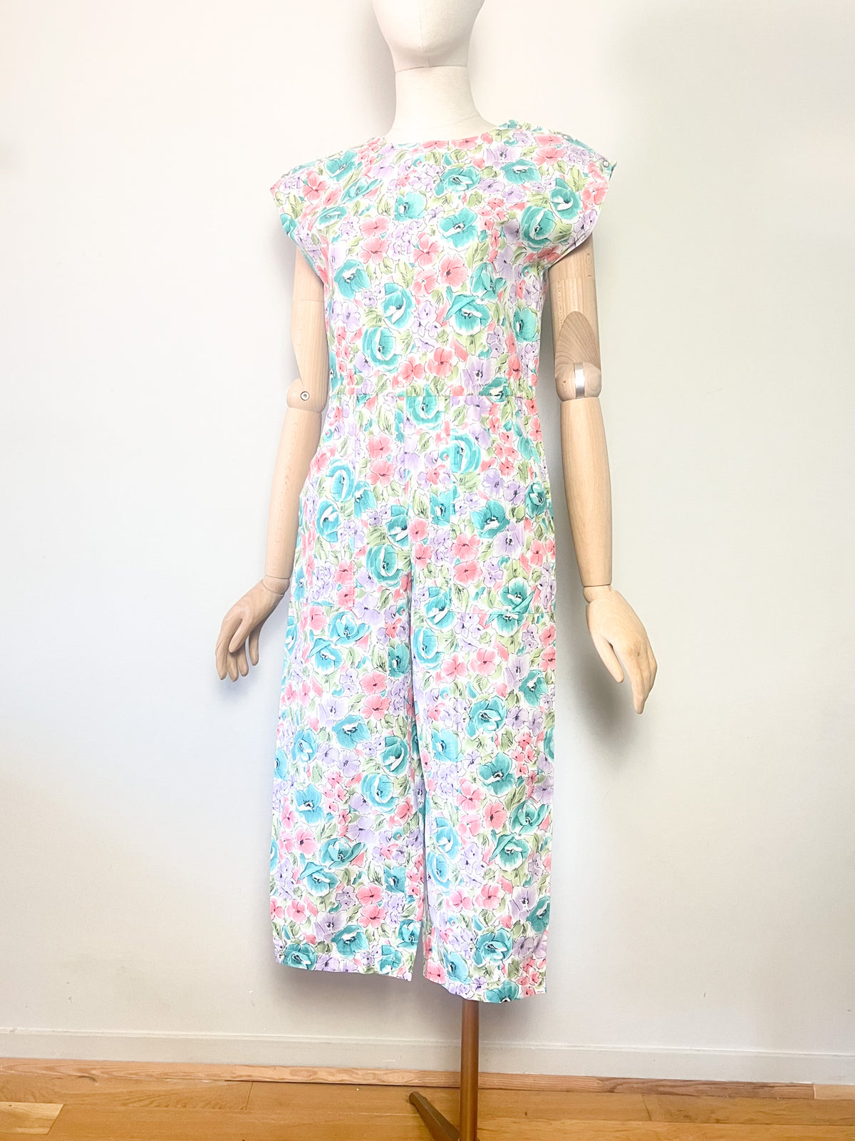 Combinaison Pantalon Court Vintage Années 80 90 Fleuri – T36