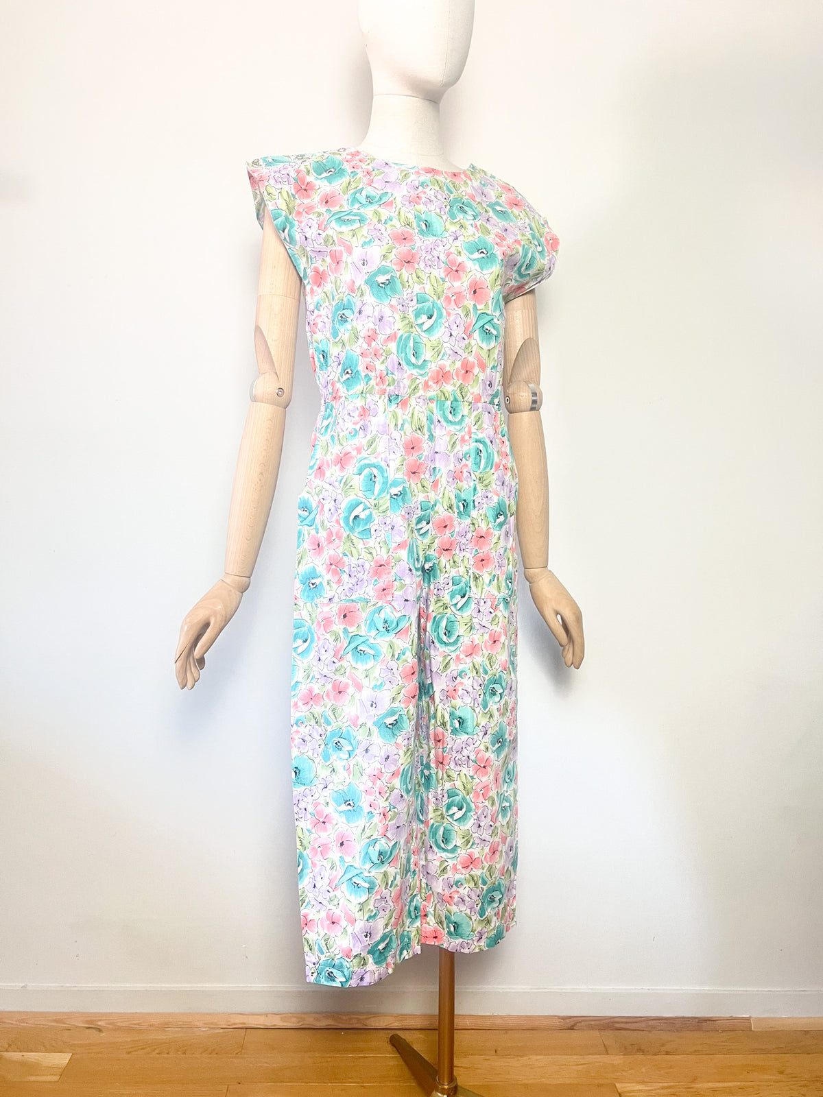 Combinaison Pantalon Court Vintage Années 80 90 Fleuri – T36