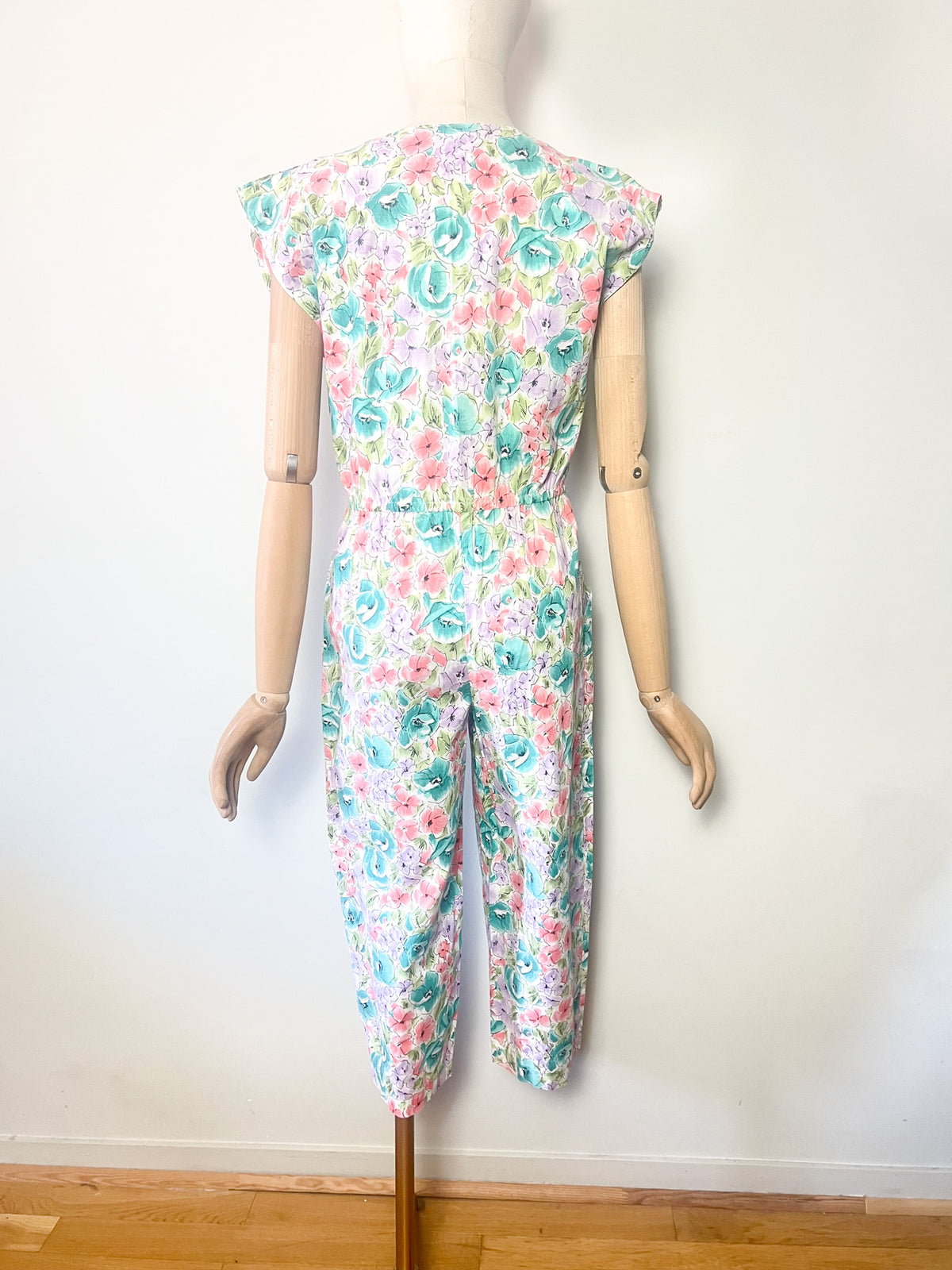Combinaison Pantalon Court Vintage Années 80 90 Fleuri – T36