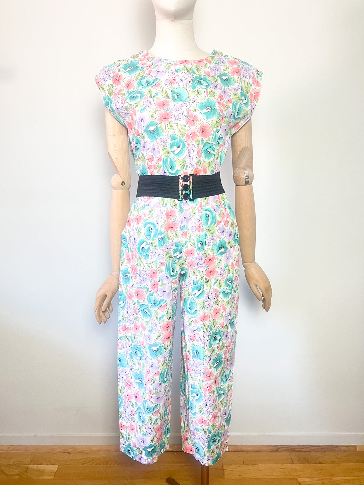 Combinaison Pantalon Court Vintage Années 80 90 Fleuri – T36