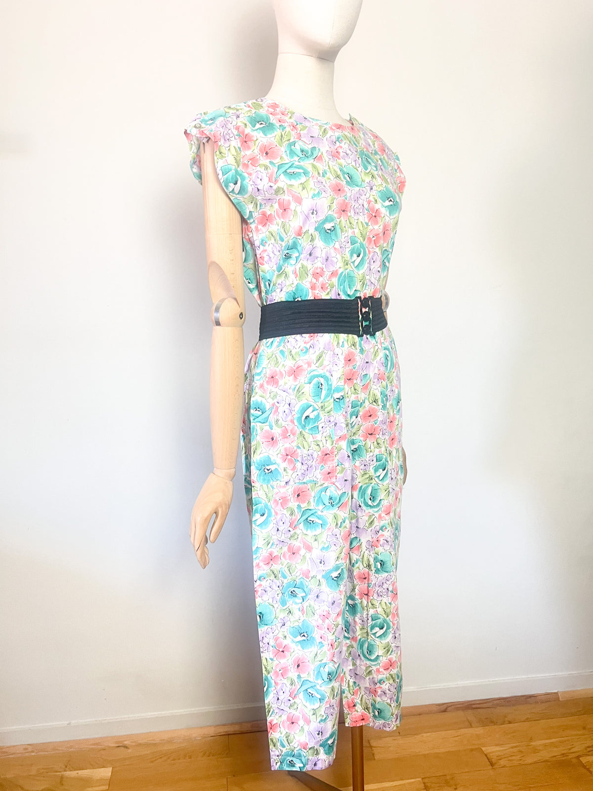 Combinaison Pantalon Court Vintage Années 80 90 Fleuri – T36