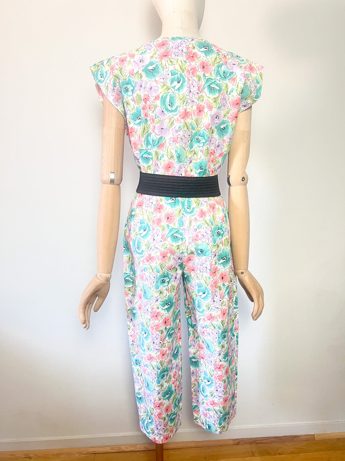 Combinaison Pantalon Court Vintage Années 80 90 Fleuri – T36