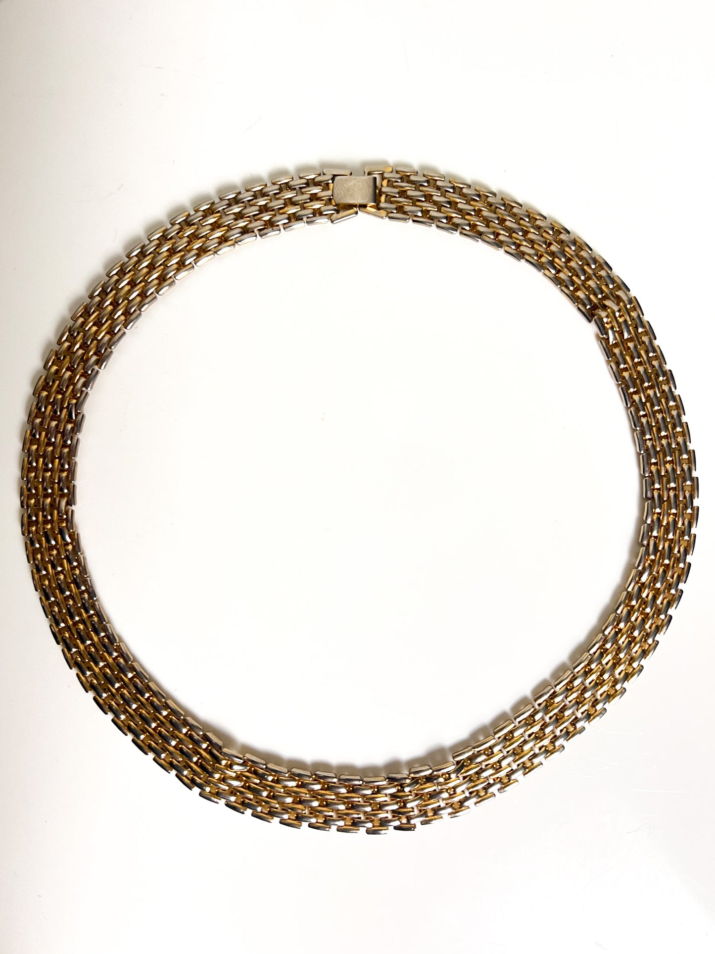 Collier Ras-de-cou Vintage années 80 90Maille Serpent Plate Dorée