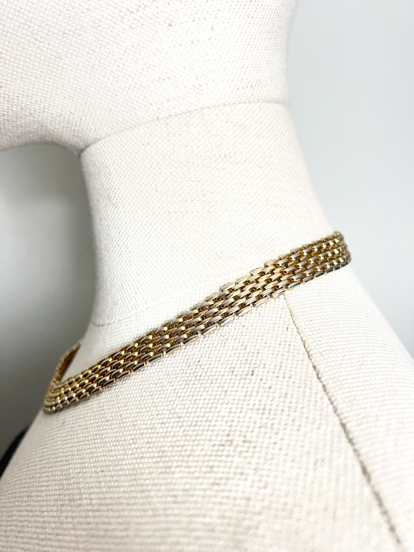 Collier Ras-de-cou Vintage années 80 90Maille Serpent Plate Dorée