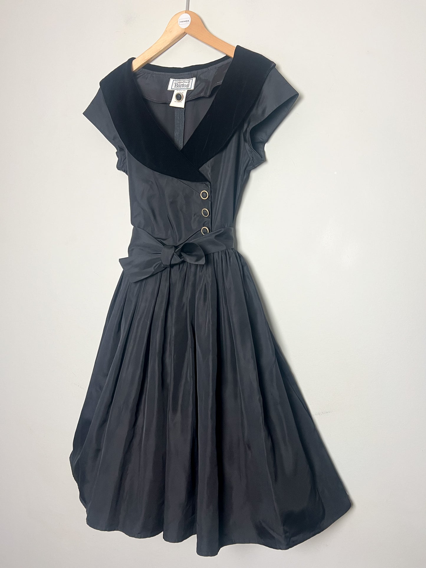 Robe de Cocktail Vintage années 80 Burton Impulsive "Chloe" - Velours & Tulle -Nœud au dos - T 38 (M)