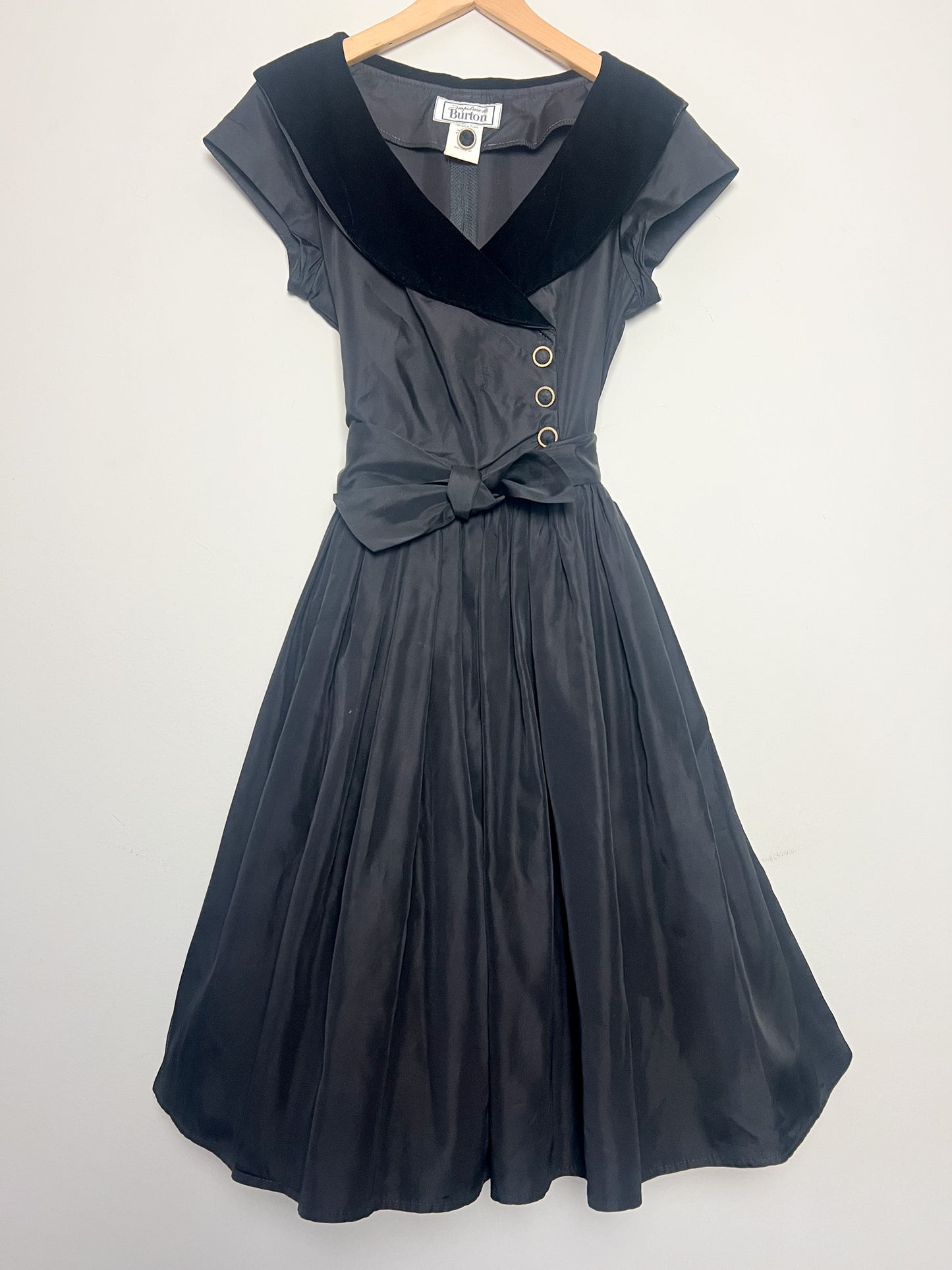 Robe de Cocktail Vintage années 80 Burton Impulsive "Chloe" - Velours & Tulle -Nœud au dos - T 38 (M)
