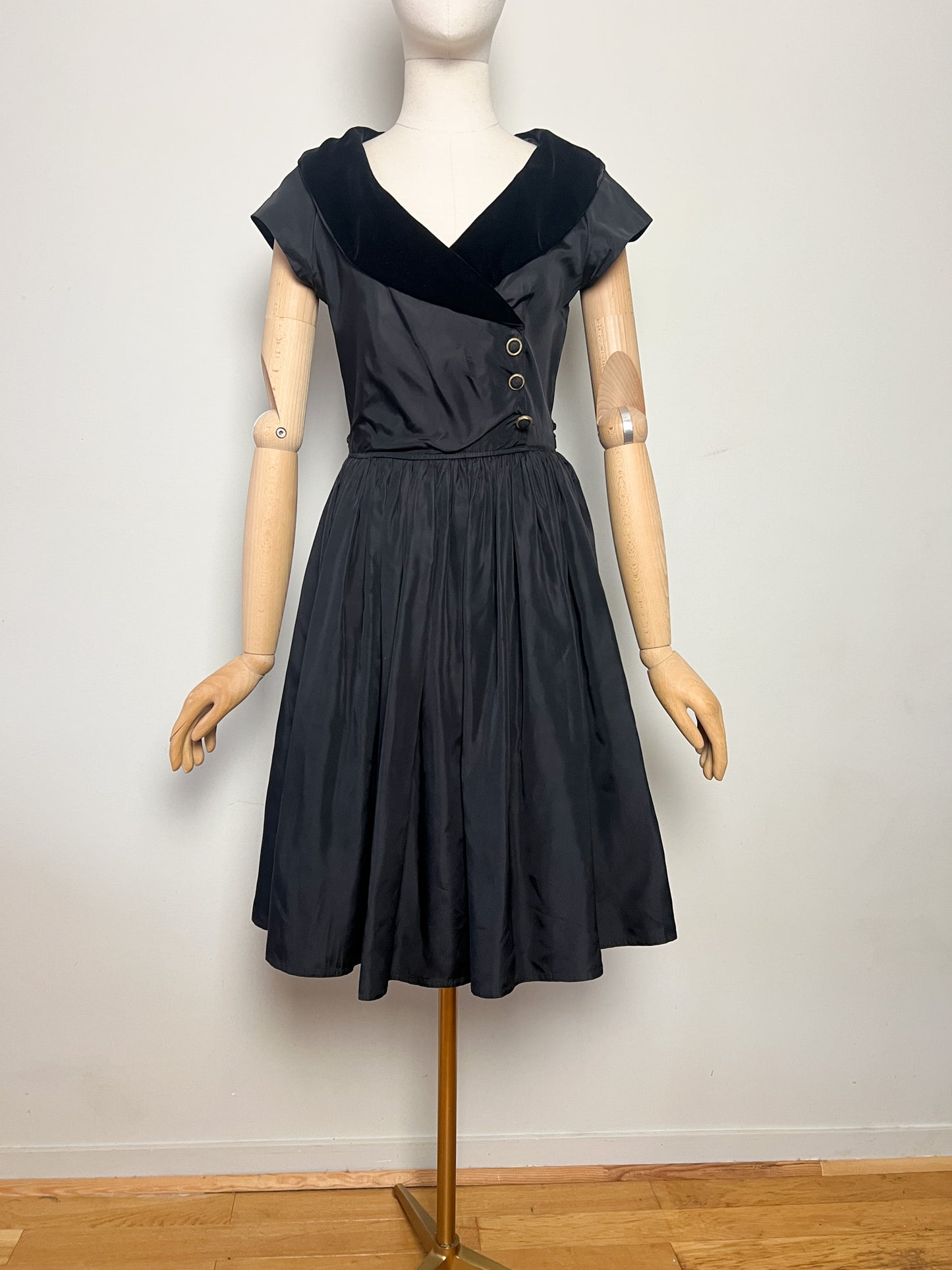 Robe de Cocktail Vintage années 80 Burton Impulsive "Chloe" - Velours & Tulle -Nœud au dos - T 38 (M)
