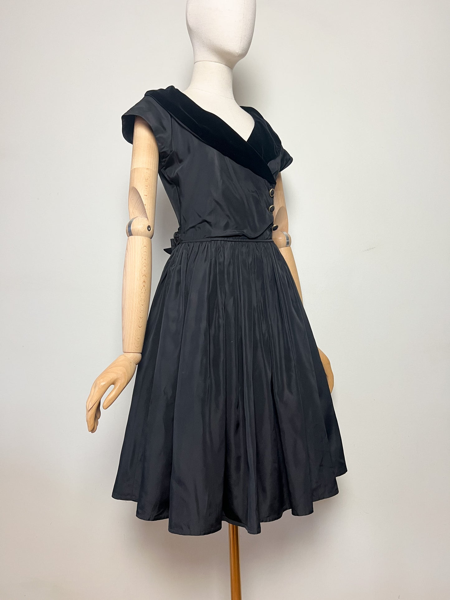 Robe de Cocktail Vintage années 80 Burton Impulsive "Chloe" - Velours & Tulle -Nœud au dos - T 38 (M)