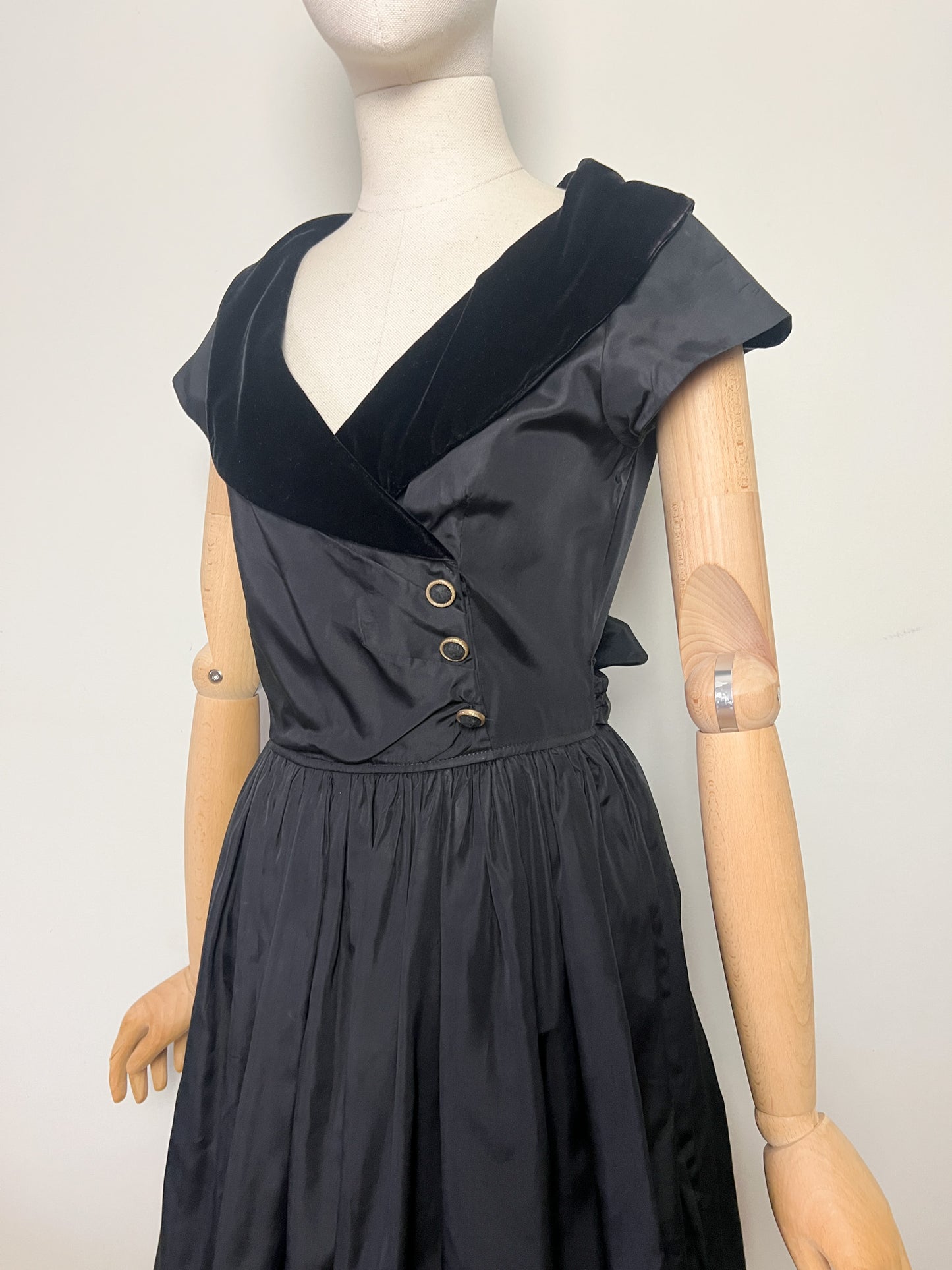 Robe de Cocktail Vintage années 80 Burton Impulsive "Chloe" - Velours & Tulle -Nœud au dos - T 38 (M)