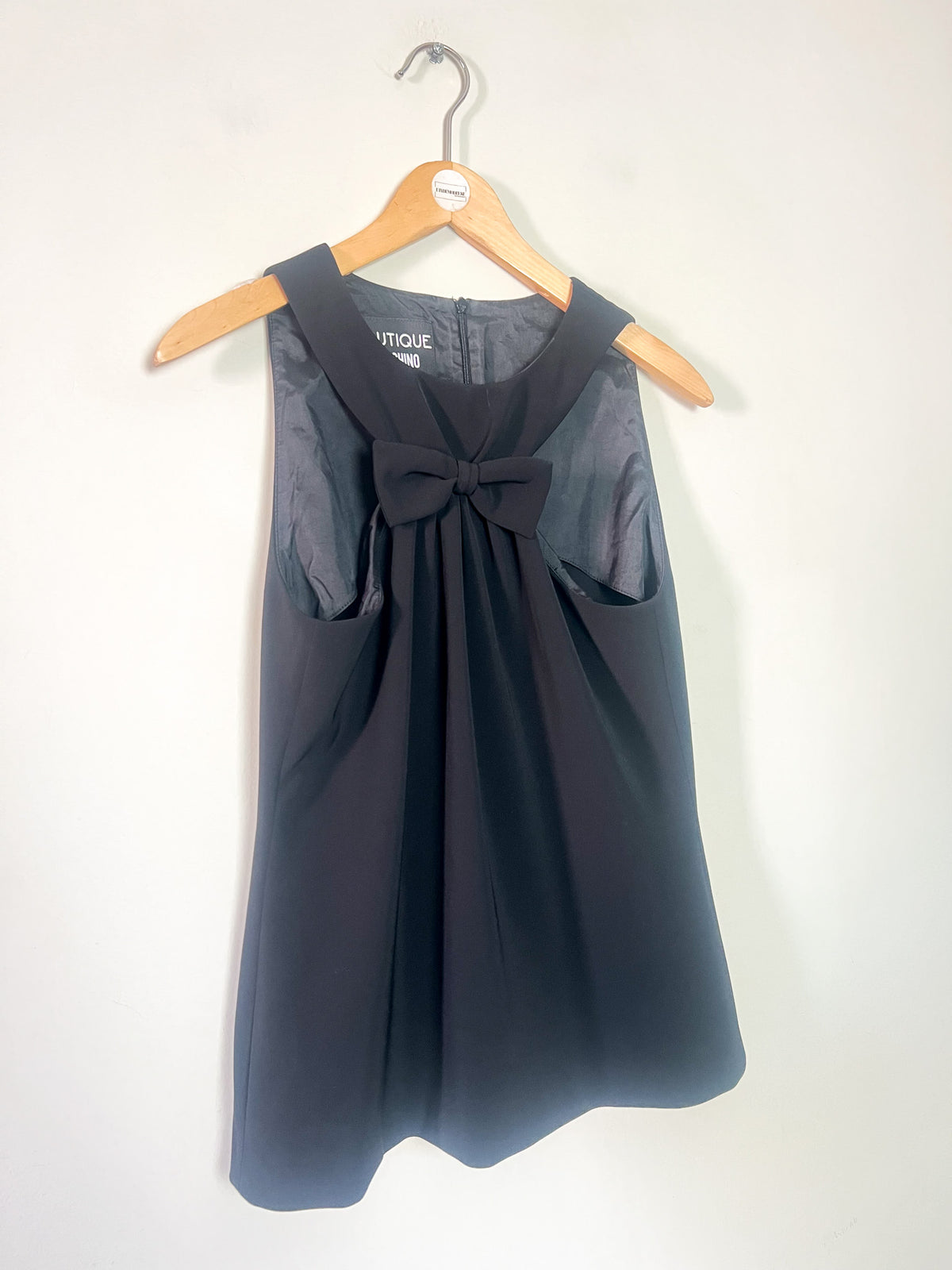 Top Débardeur Noir Chic Boutique Moschino – Découpes & Gros Nœud – T.36 (IT 40)