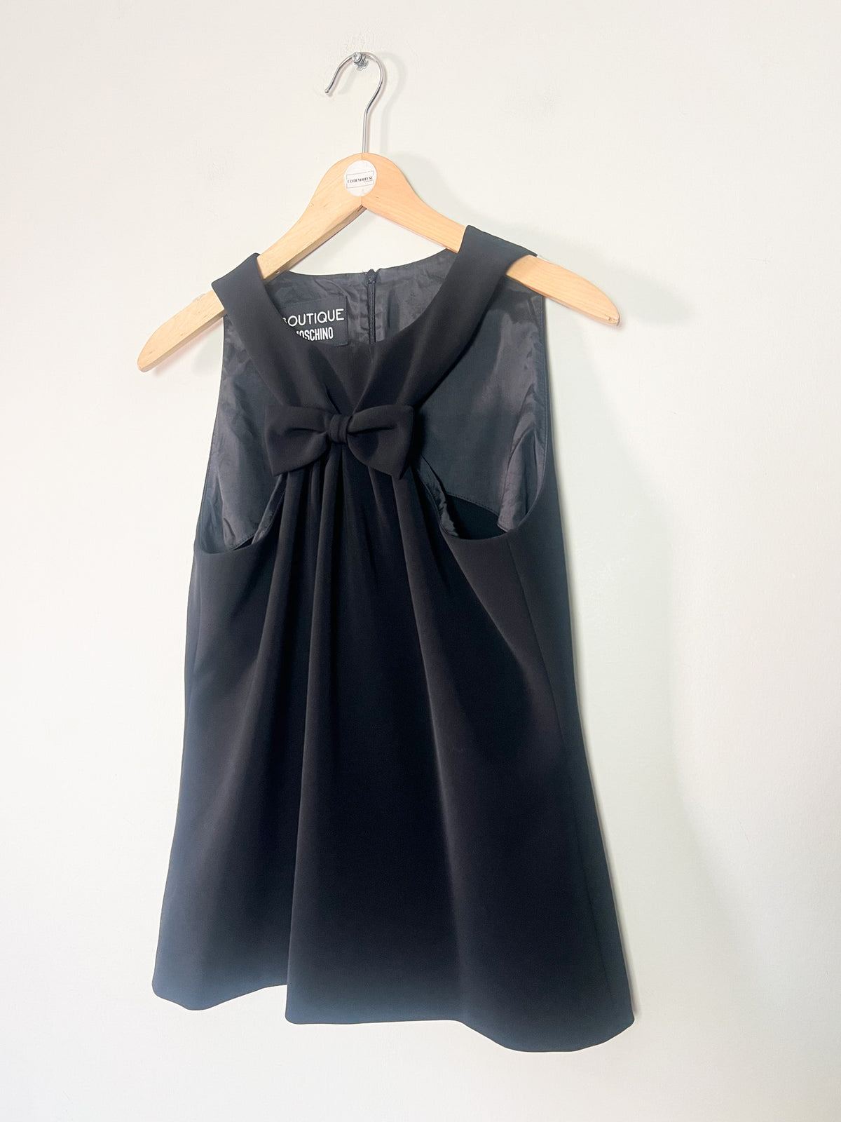 Top Débardeur Noir Chic Boutique Moschino – Découpes & Gros Nœud – T.36 (IT 40)
