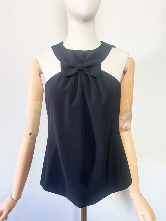Top Débardeur Noir Chic Boutique Moschino – Découpes & Gros Nœud – T.36 (IT 40)