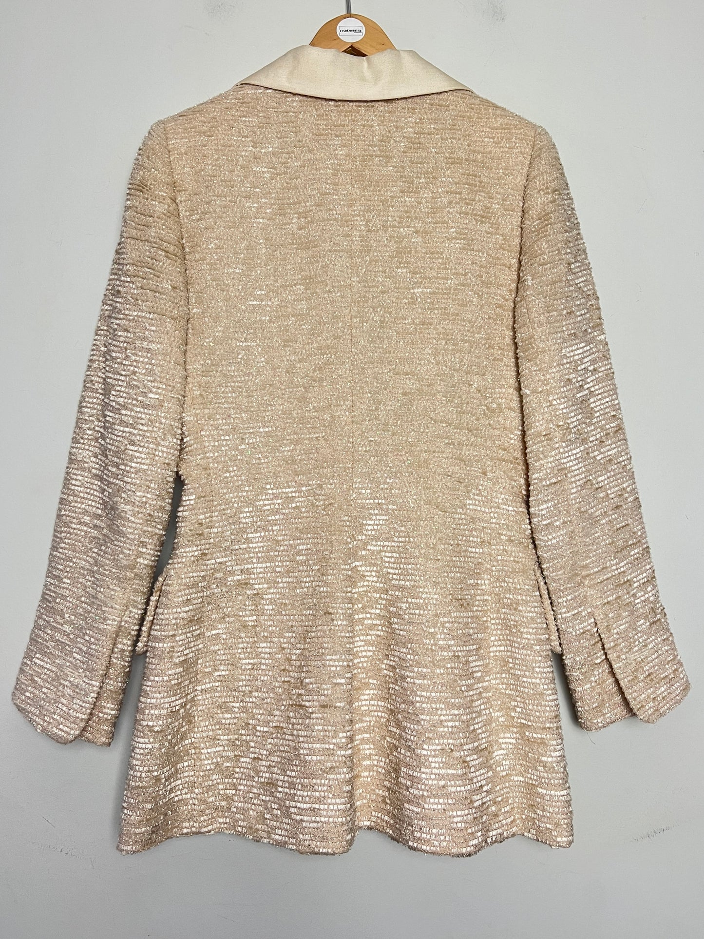 Veste Blazer Vintage Luxe J. FATH PARIS - Ivoire Fils Dorés - Coupe Cintrée - T 38