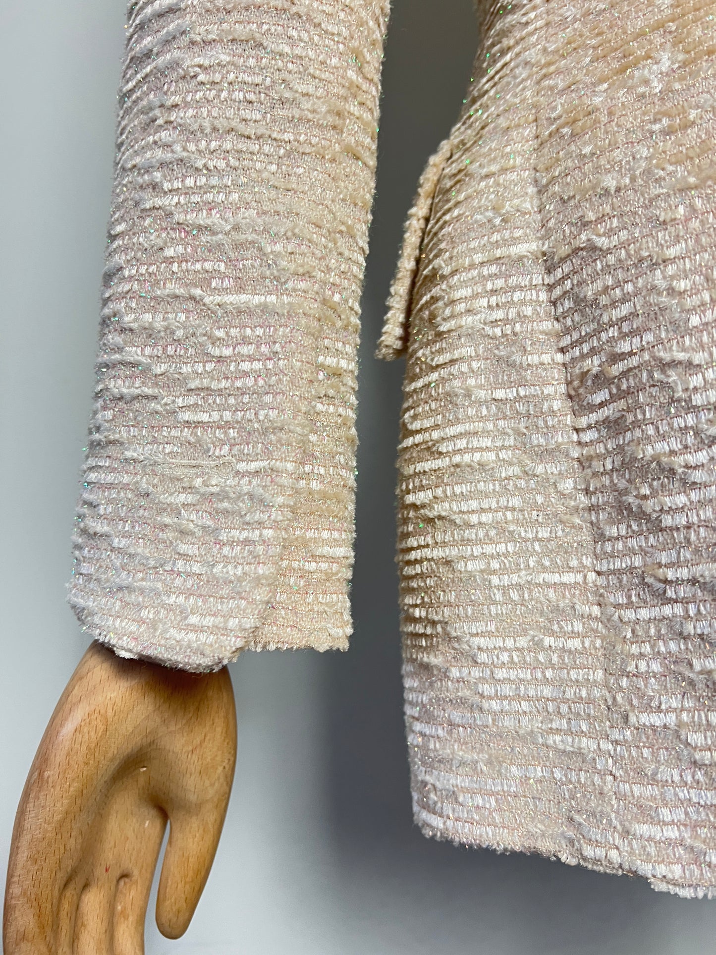 Veste Blazer Vintage Luxe J. FATH PARIS - Ivoire Fils Dorés - Coupe Cintrée - T 38