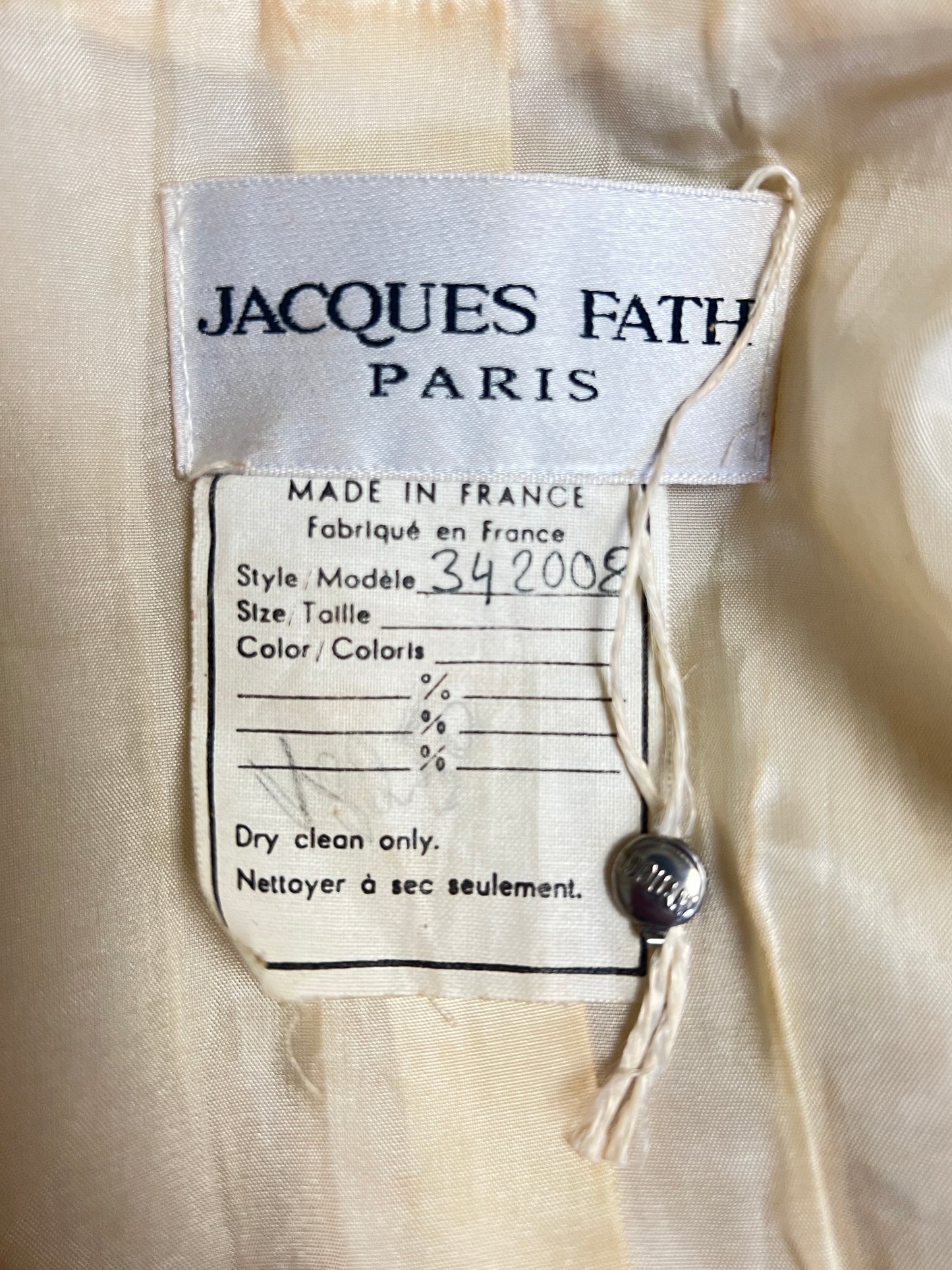 Veste Blazer Vintage Luxe J. FATH PARIS - Ivoire Fils Dorés - Coupe Cintrée - T 38