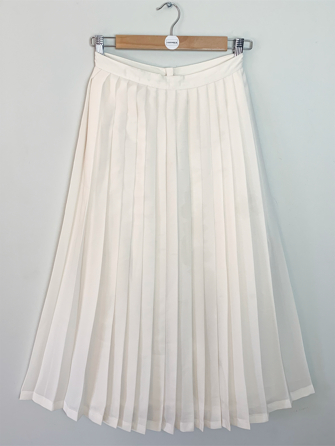Jupe midi plissée fluide crème vintage création Hazan Paris