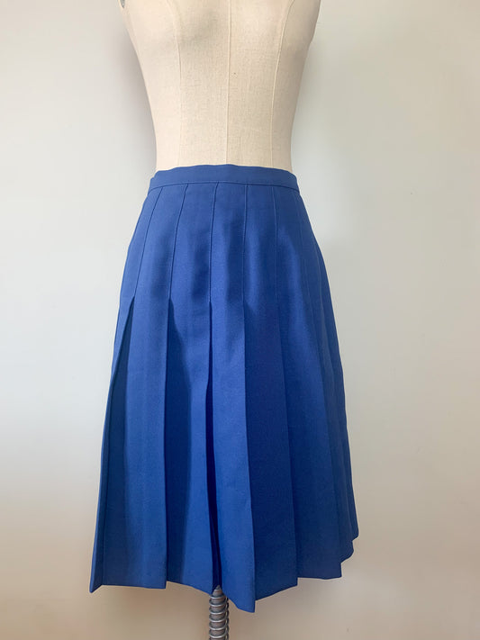 Jupe Plissée Vintage Midi Bleu Royal - Années 70/80 - Élégance Classique Rétro - T. 38 FR (M)