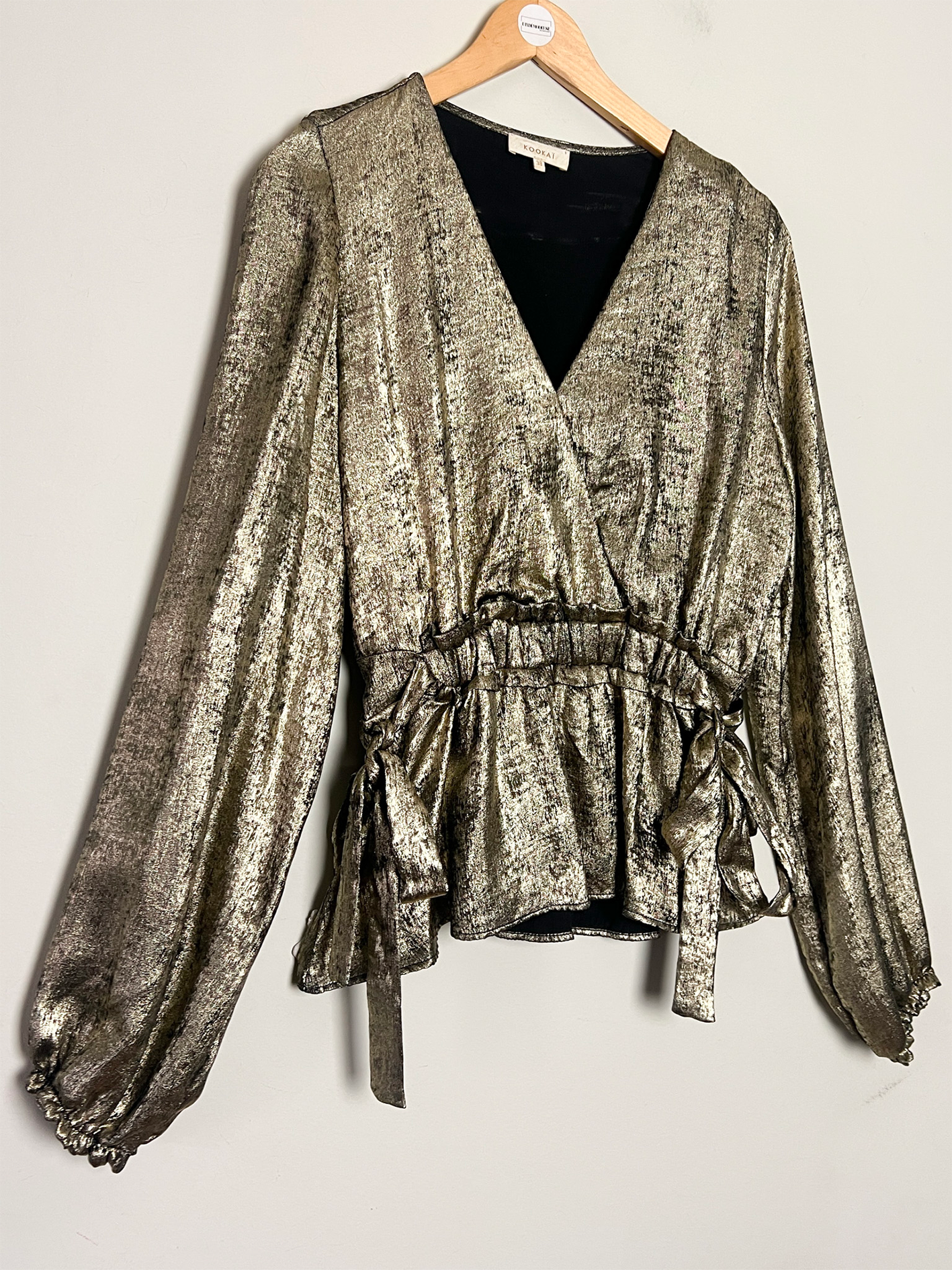 Blouse Lamé Mordoré - Col Cache-Cœur Péplum - Kookai -T 38