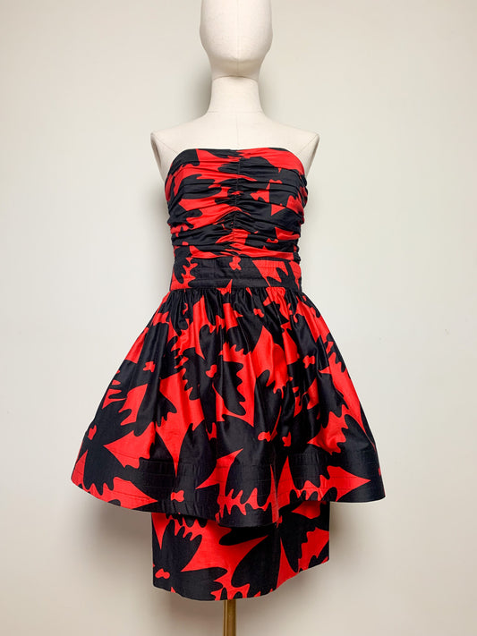 Robe bustier 2 en 1 noire et rouge vintage Lilian Fell