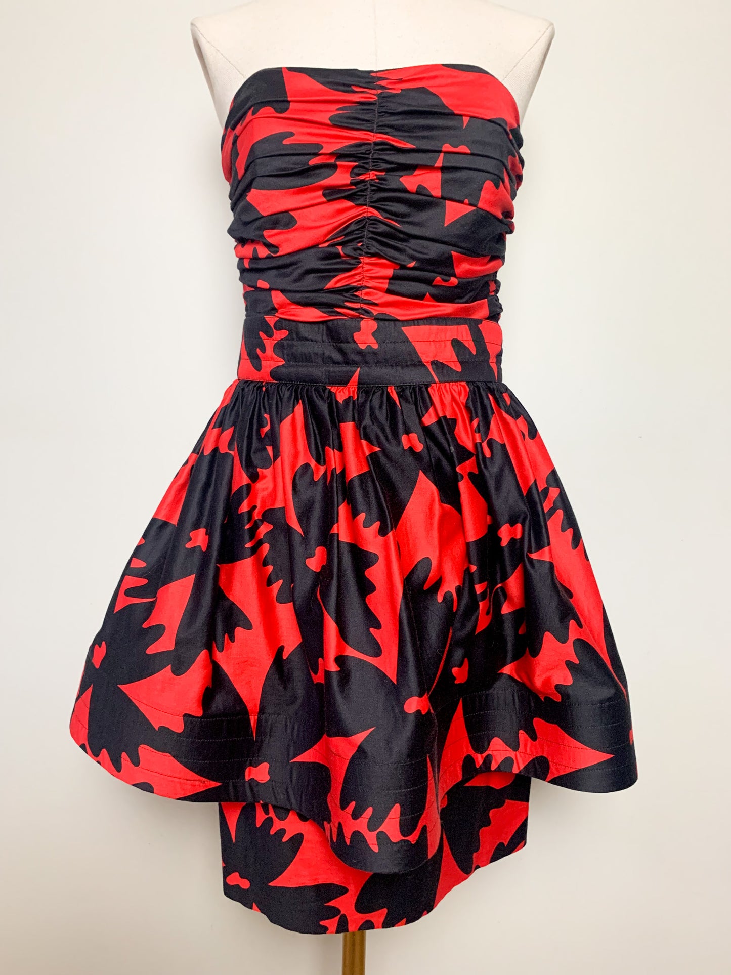 Robe bustier 2 en 1 noire et rouge vintage Lilian Fell