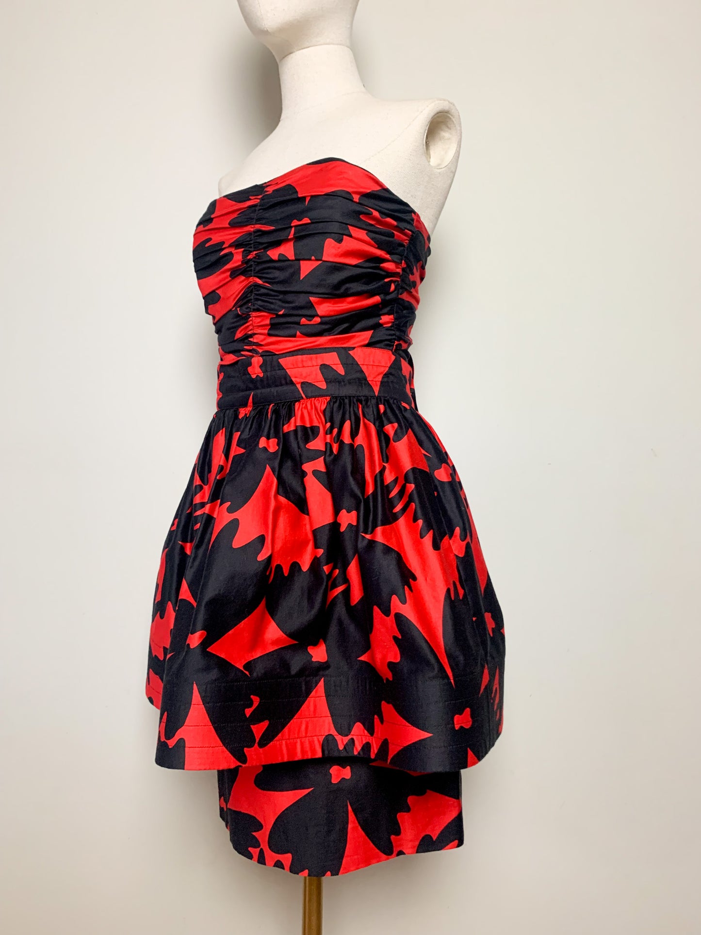 Robe bustier 2 en 1 noire et rouge vintage Lilian Fell