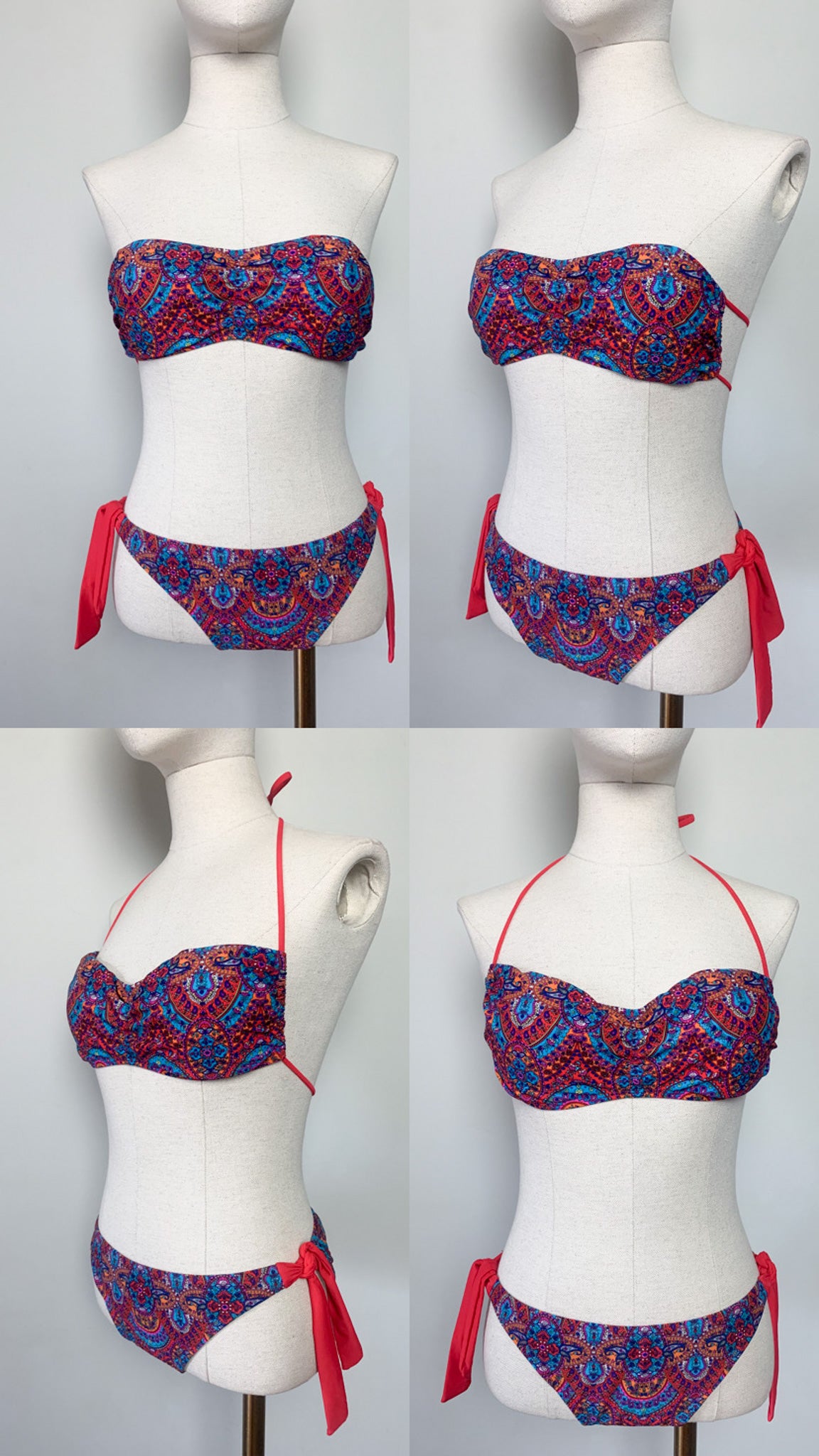 Maillot de Bain 2 Pièces Imprimé Paisley – Haut Bandeau Modulable – Taille 38/40