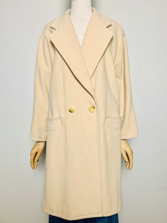 Manteau Vintage en Laine Fabriqué en France - Butter Yellow - T. 38