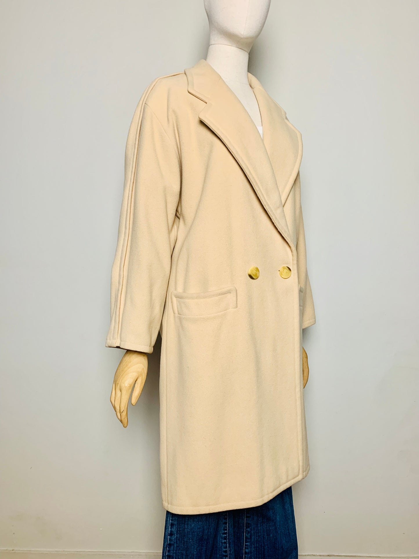 Manteau Vintage en Laine Fabriqué en France - Butter Yellow - T. 38
