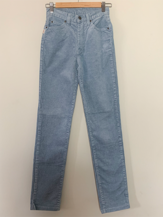 Pantalon velours côtelé mille raies bleu ciel vintage Ober