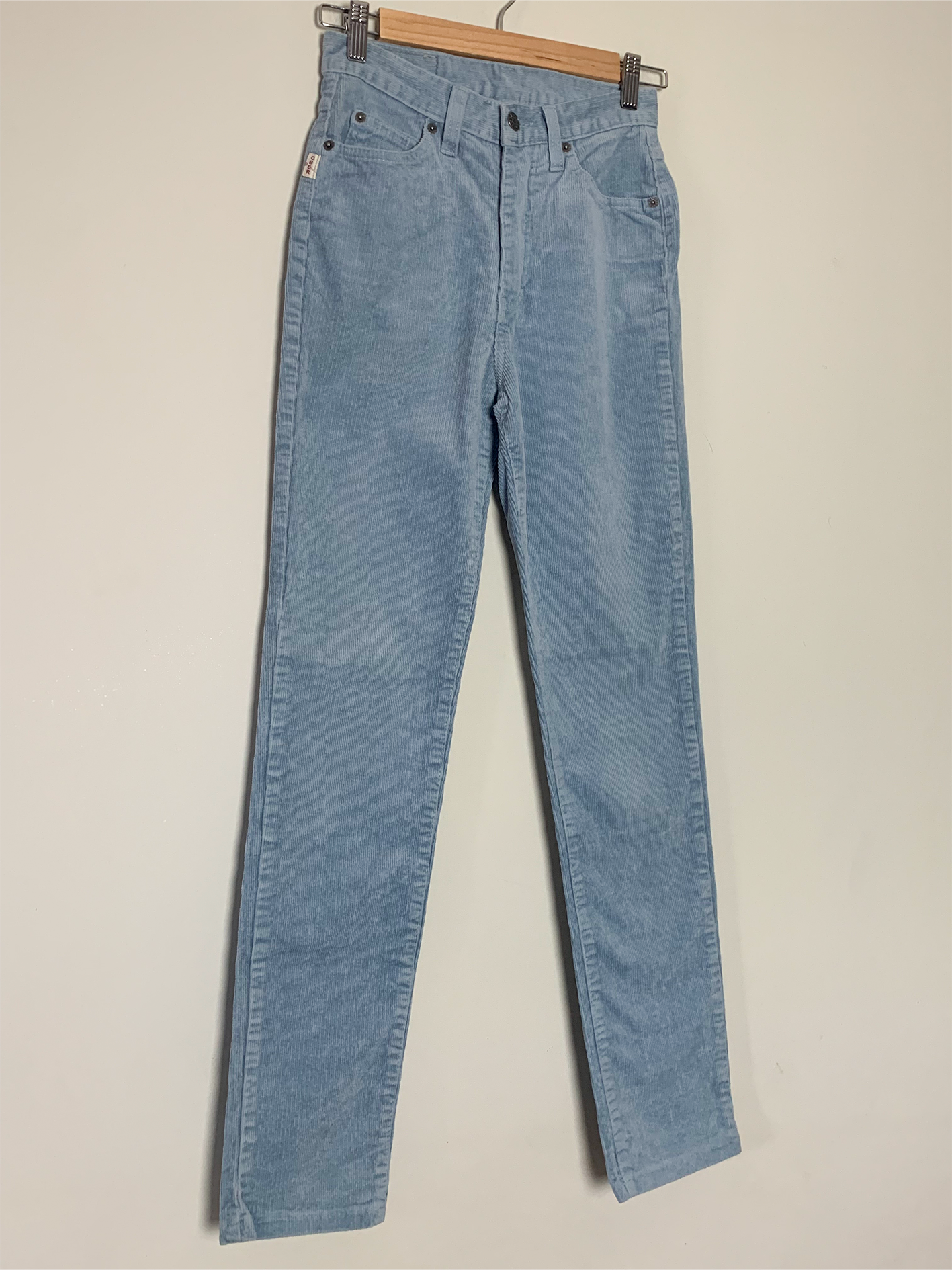 Pantalon velours côtelé mille raies bleu ciel vintage Ober