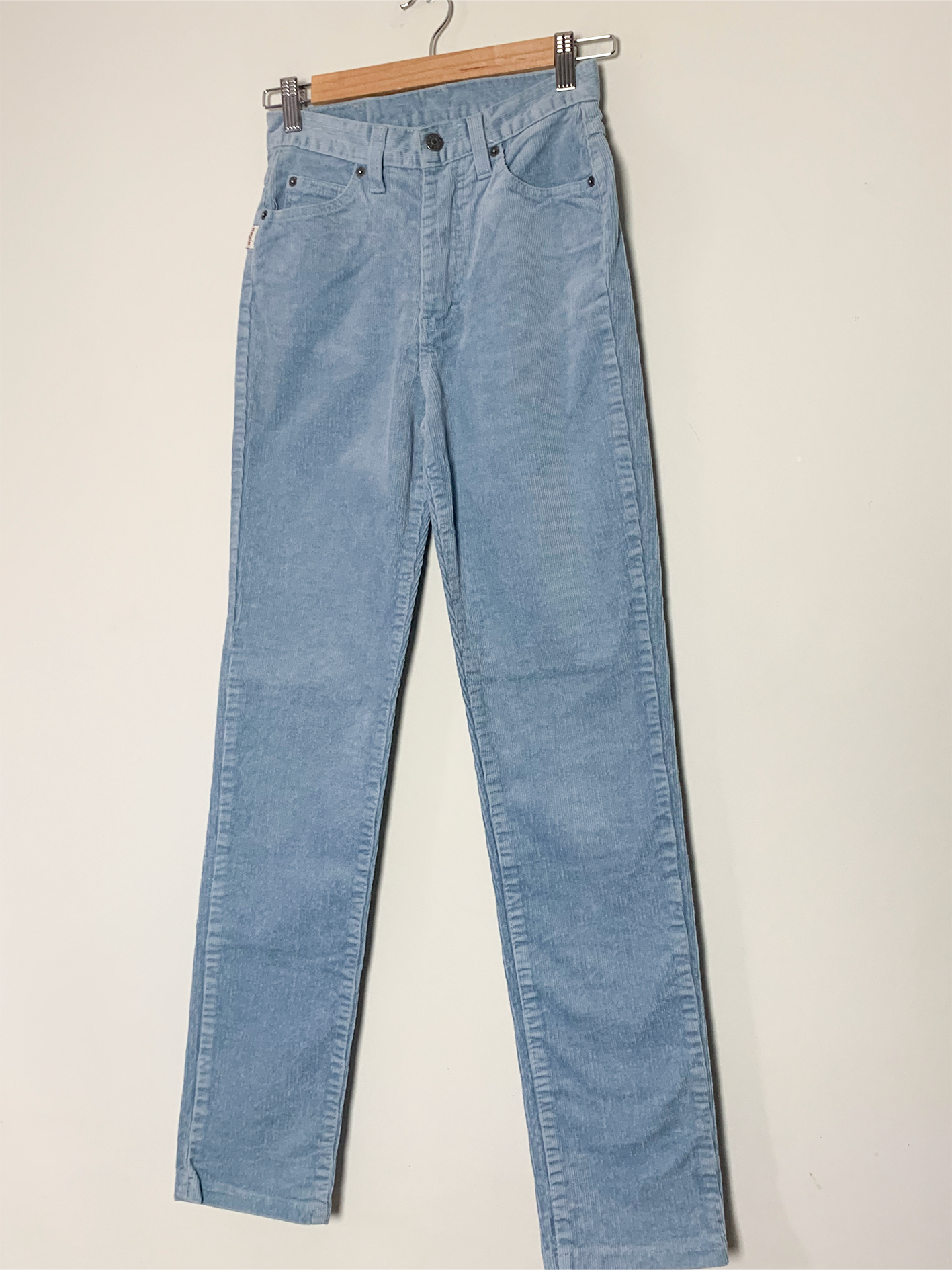 Pantalon velours côtelé mille raies bleu ciel vintage Ober