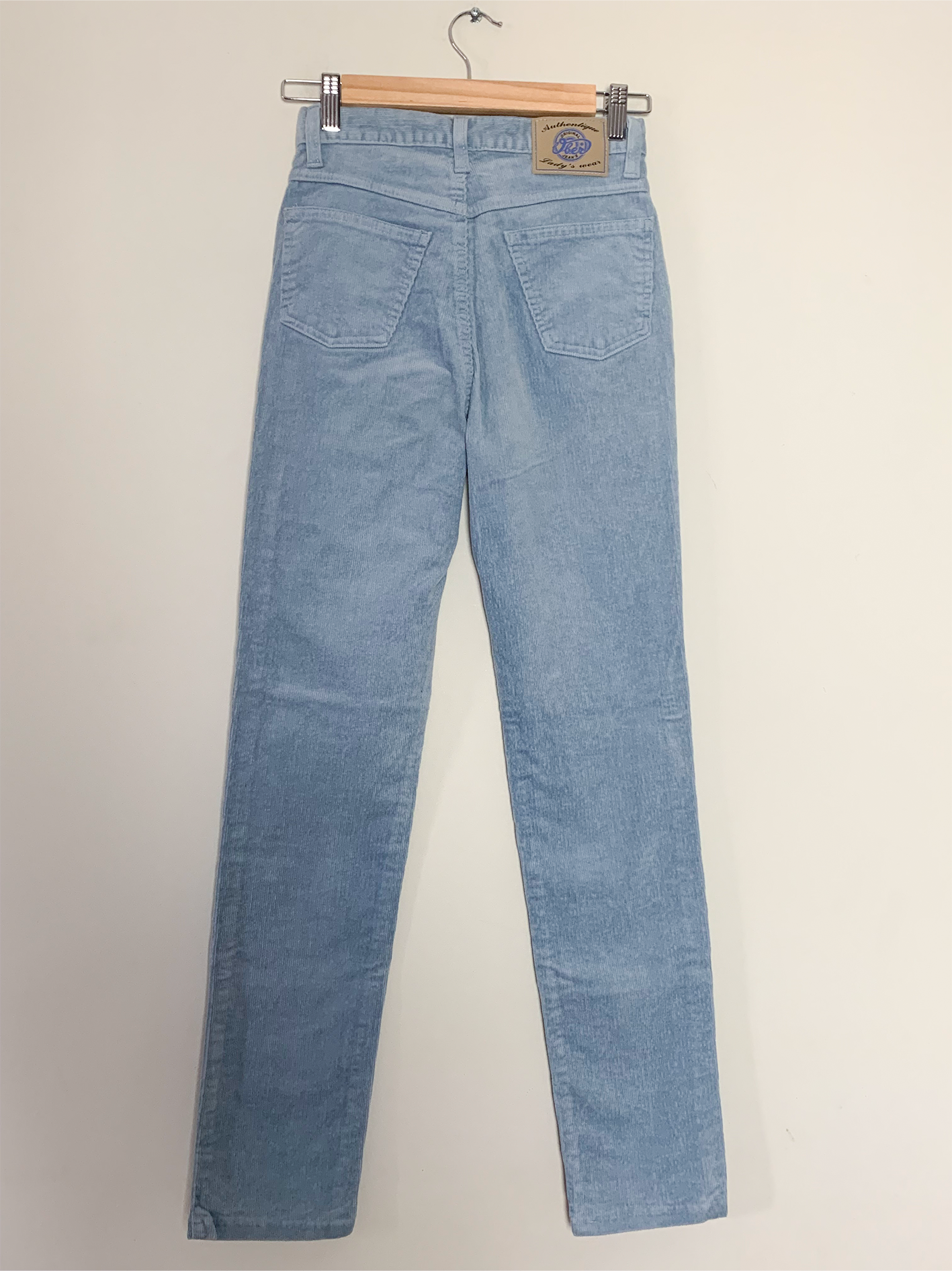 Pantalon velours côtelé mille raies bleu ciel vintage Ober
