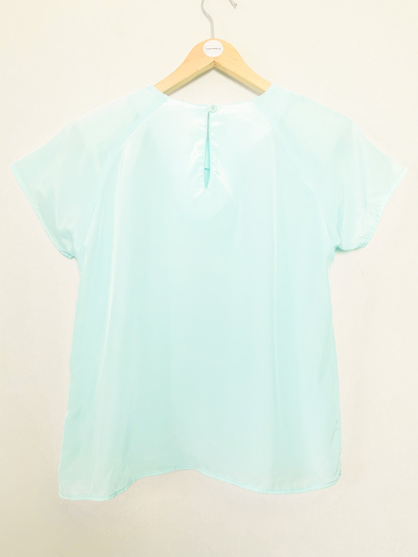 Blouse Vintage Années 80 90 Vert d'Eau - Coupe Structurée & Épaulettes - Made in USA - T. 36