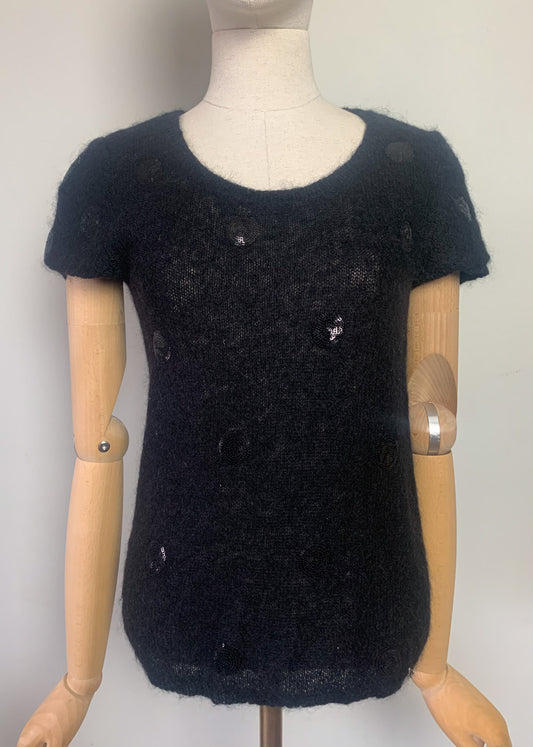 Pull Des Petits Hauts en Kid Mohair et Sequins - Noir - T. 38