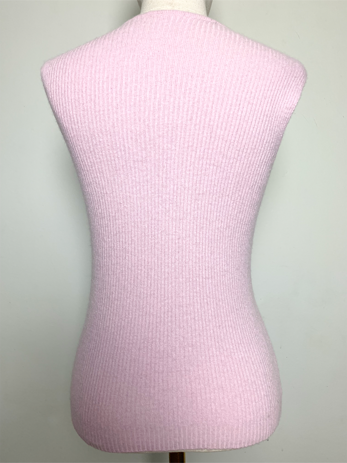 Pull sans manche rose mélange cachemire