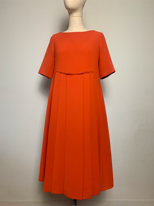 Robe en crêpe orange vintage Cacharel